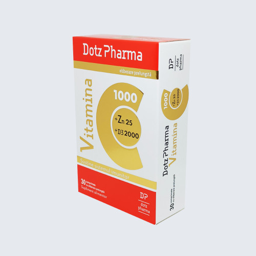 Vitamina C 1000mg  Zn 25mg  D3 2000UI, 30 comprimate cu eliberare prelungita, Dotz Pharma